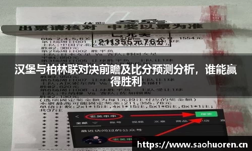 汉堡与柏林联对决前瞻及比分预测分析,谁能赢得胜利